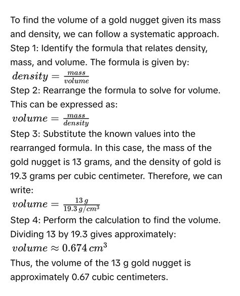 Mass Density Of Gold