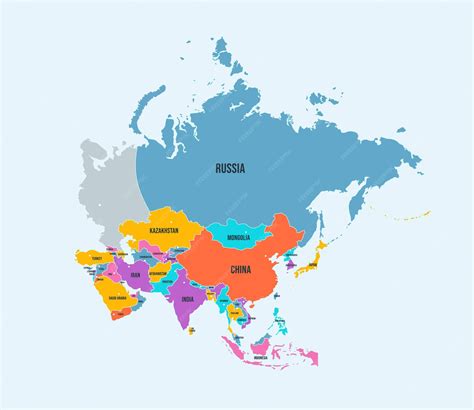 Mapa político del continente asiático tapiz de asia con fronteras de ...