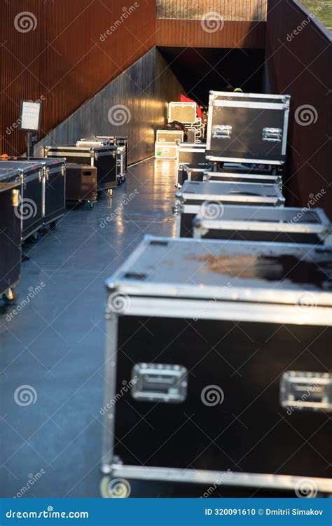 Large Transport Boxes for Stage Equipment Stock Photo - Image of metal ...