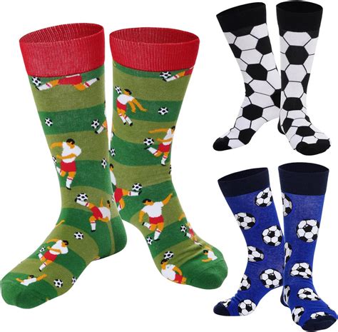 Amazon.com: Topbuti 3 Pairs Novelty Soccer Socks Football Socks ...