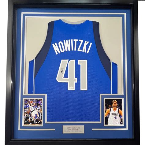Framed Dirk Nowitzki 33x42 Blue Reprint Laser Auto Jersey Auction