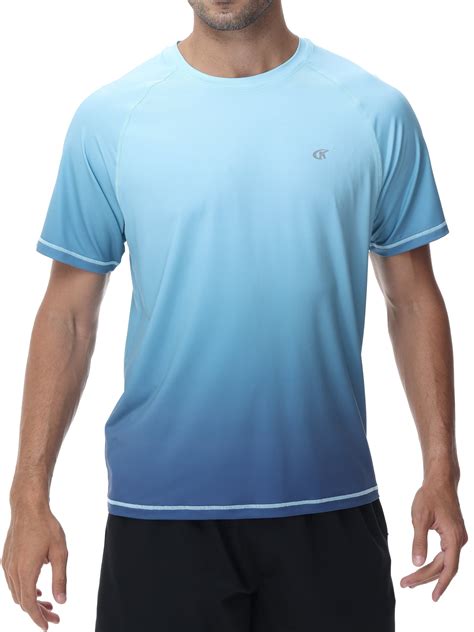 Weilanxin Swim Shirt Men, Short Sleeve, Moon Blue Gradual Grey, UPF50 ...