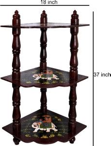 Lal Haveli Hand-Painted 3 Tier Shelf Bed Side / End Solid Wood Corner ...