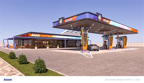 Creation of an ultra-modern gas station brand A T O M on Behance