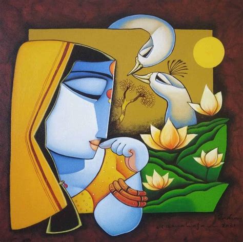 "Untitled 10": Blue Acrylic Painting by Arvind R. Mahajan | ArtZolo.com