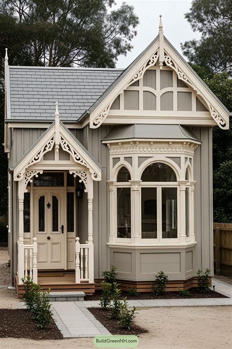 Charming Victorian tiny house with ornate details. Our designs fit ...
