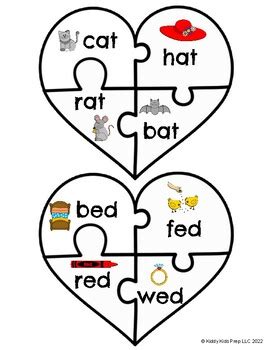 Rhyming Words Heart Puzzle by Kiddy Kids Prep | TPT