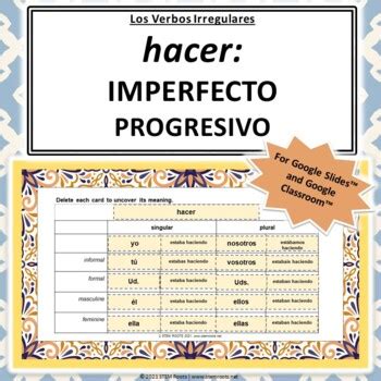 Hacer (Imperfect Progressive) Conjugation | Spanish Irregular Verbs ...