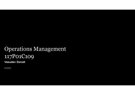 Supply Chain Management Insights: Operations Management 117P01C - Studocu