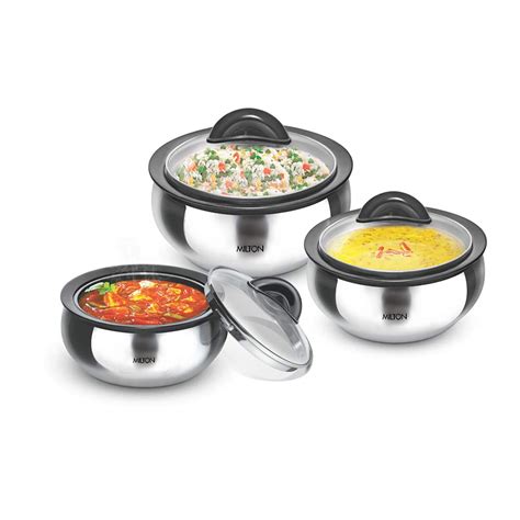Milton Clarion Jr Stainless Steel Gift Set Casserole with Glass Lid ...