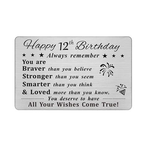 DEGASKEN 12th Birthday Greeting Cards for Boys Girls, 12 Year Old ...