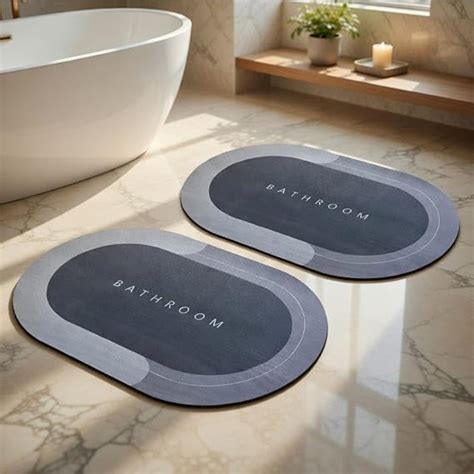 BASEVEL 2 PCS Soft sillicon Super Absorbent Door Mats (40x60) Bath Mat ...