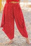 Buy Red Gabardine Bandhani Print Multiway Wrap Dhoti Pant For Women by ...