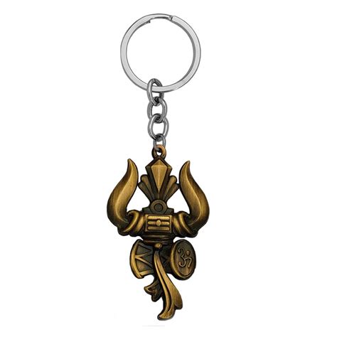M Men Style Lord Shiv Shankar Trishul Damru Om Bronze Metal Keychain ...