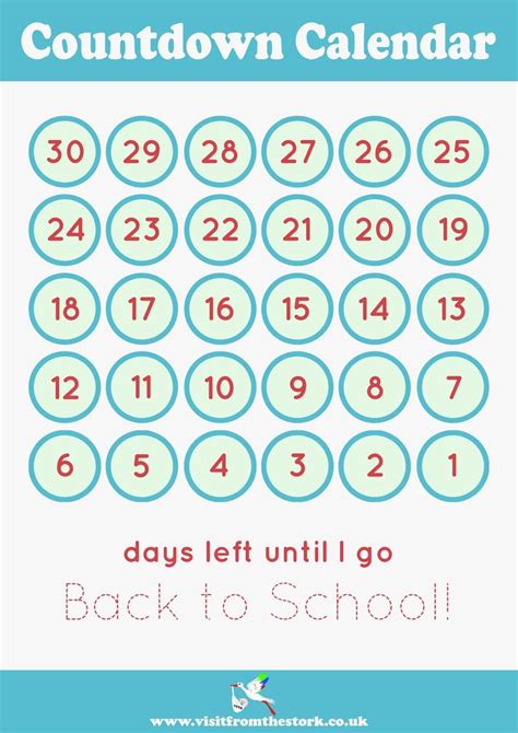 Countdown Calendar Printable Free | Printable AT A GLANCE