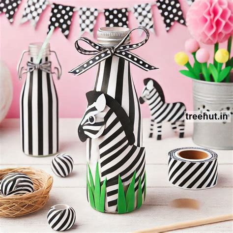 Zebra Bottle Decoration Ideas, Summer Bottle Craft Ideas