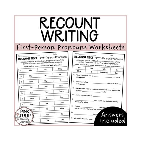 Recount Writing, First-person Pronouns Worksheets - Etsy
