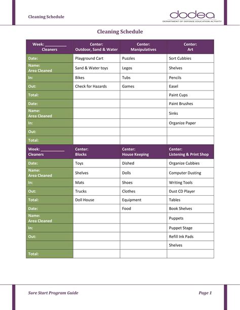 Free Printable Cleaning Schedule Templates [PDF, Excel, Word]
