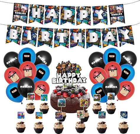 Rosepartyh Roblox Gaming Birthday Balloon and Cake Decorations India | Ubuy