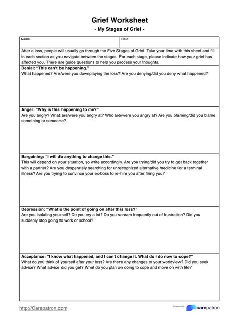 5 Stages Of Grief Worksheet Worksheet List
