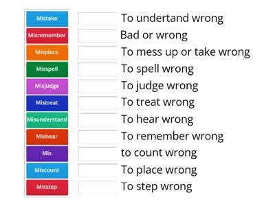 Mis prefix words - Teaching resources