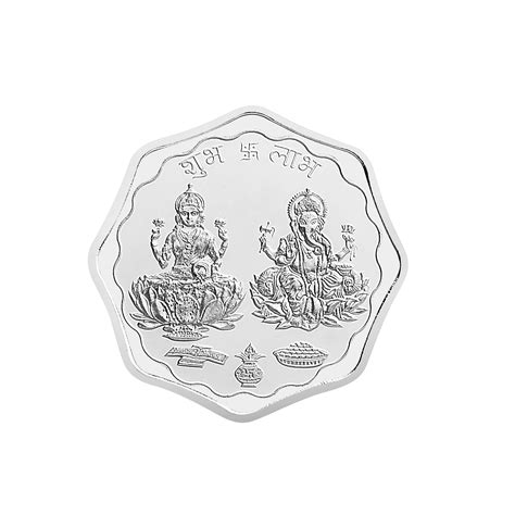 BIS Hallmarked Jalaan’s Silver Coin 10 gms Lakshmi Ganesh Octagon Shape ...