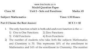 11th Maths - Unit Test 1 Model Question English Medium Download Here