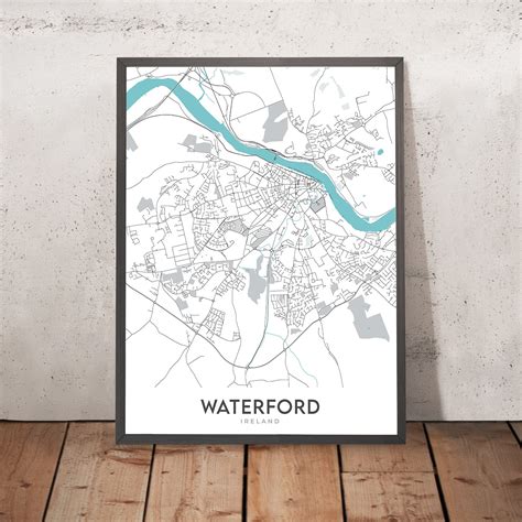 Modern City Map of Waterford, Ireland: Castle, Reginald's Tower, Chris – The Unique Maps Co.
