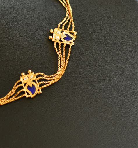Gold tone white-blue mango kerala style choker/necklace dj-40330 ...
