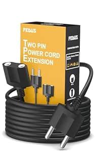 FEDUS Long 1.5m 22AWG Male to Female 2 Pin Power Extension Cord Wire ...