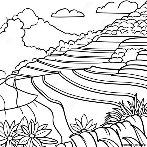 Vibrant Banaue Rice Terraces Coloring Page | Coloring-Pages.com