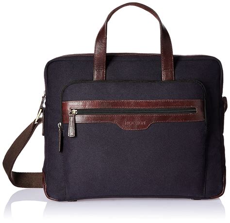 Buy Hidesign Leather-Canvas Navy Blue and Brown Laptop Bag (VIKING 01 ...