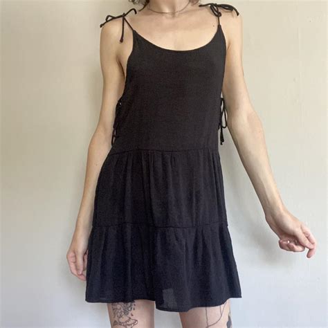 Layered flowy black sun dress - size... - Depop