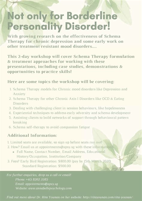 Schema Therapy for Chronic Axis 1 Disorders