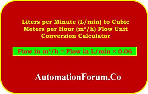 Liters per Minute (L/min) to Cubic Meters per Hour (m³/h) Flow Unit ...