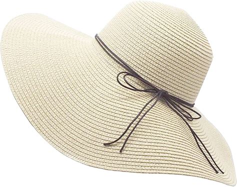 Buy YUUVE Ladies Summer Straw Hat Fedora Floppy Sun Hat Large Wide Brim ...