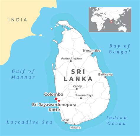 Sri Lanka Political Map with capital Colombo and Sri Jayawardenepura ...