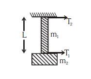 A uniform rope of length L and mass m1 hangs vertically from a rigid ...