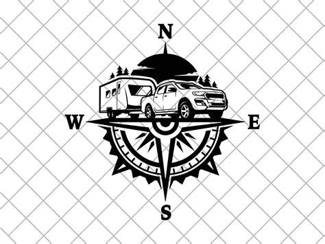 Truck CARAVAN CAMPING Compass Vinyl Decal Sticker, Compass Rose ...