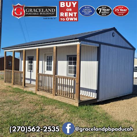 Graceland 16x24 Side Porch Cabin AGED INVENTORY DISCOUNT Shed For Sale in Paducah, KY 42003