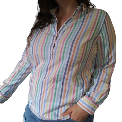 Pastel rainbow striped shirt 🌈ABOUT THE... | Depop