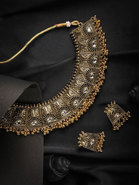Golden Gaze - Kundan Gold Plated Oxidised Jewellery Set – Priyaasi