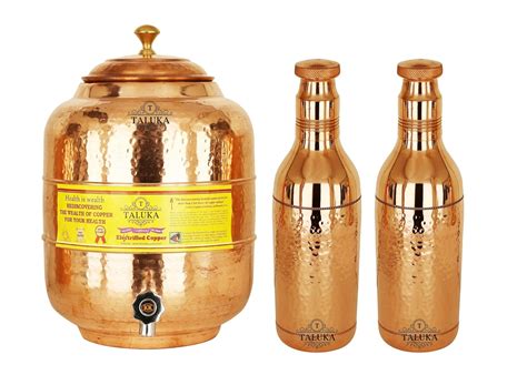Buy Handmade Copper Water Pot Tank 5 Liter 2 Hammer Water Bottle 1.7 ...