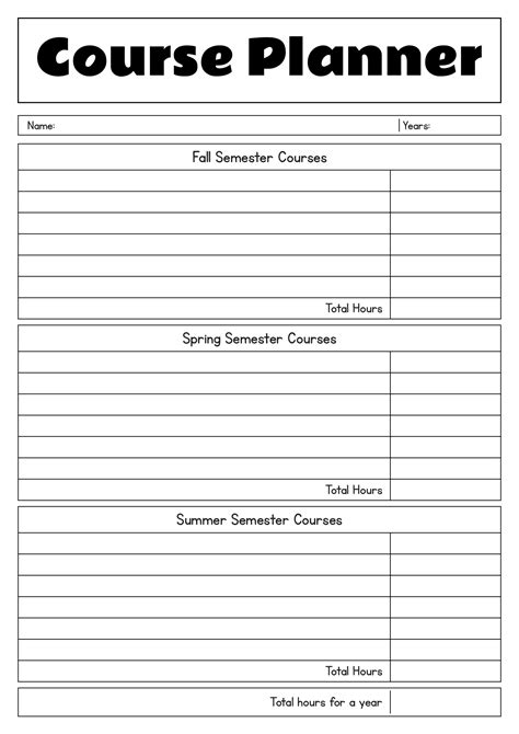 Course Planner Template