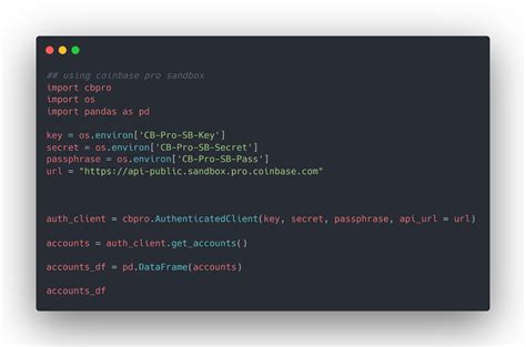 API Coinbase Pro 的图像结果