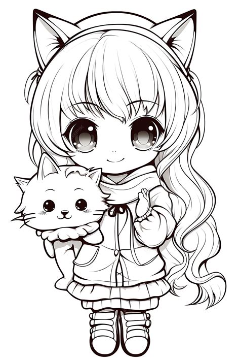 Anime coloring page | Premium AI-generated vector