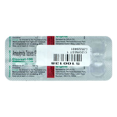 Cizorest-100 Tablet 10's Price, Uses, Side Effects, Composition ...