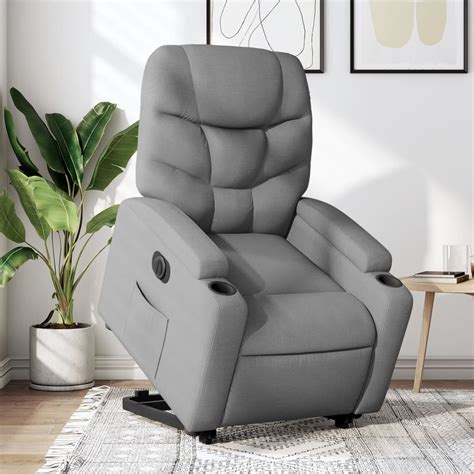 vidaXL Electric Stand up Recliner Chair Light Grey Fabric | vidaXL.com.au