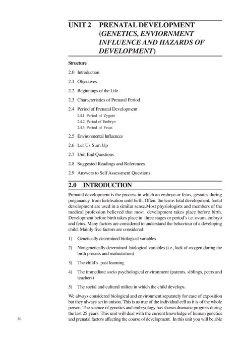 Unit-2 - MA PSHYCOLOGY - UNIT 2 PRENATAL DEVELOPMENT ( GENETICS ...