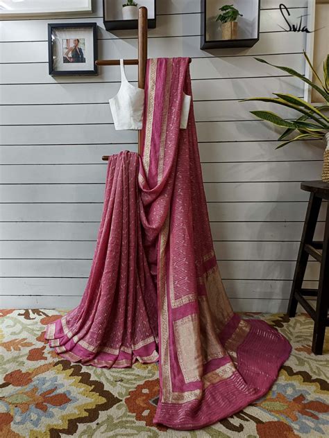 Zari Designer Silk Banarasi Saree In Pink|Pixel Perfect|Suta
